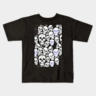 Small Tiled Skulls on Black Background Kids T-Shirt